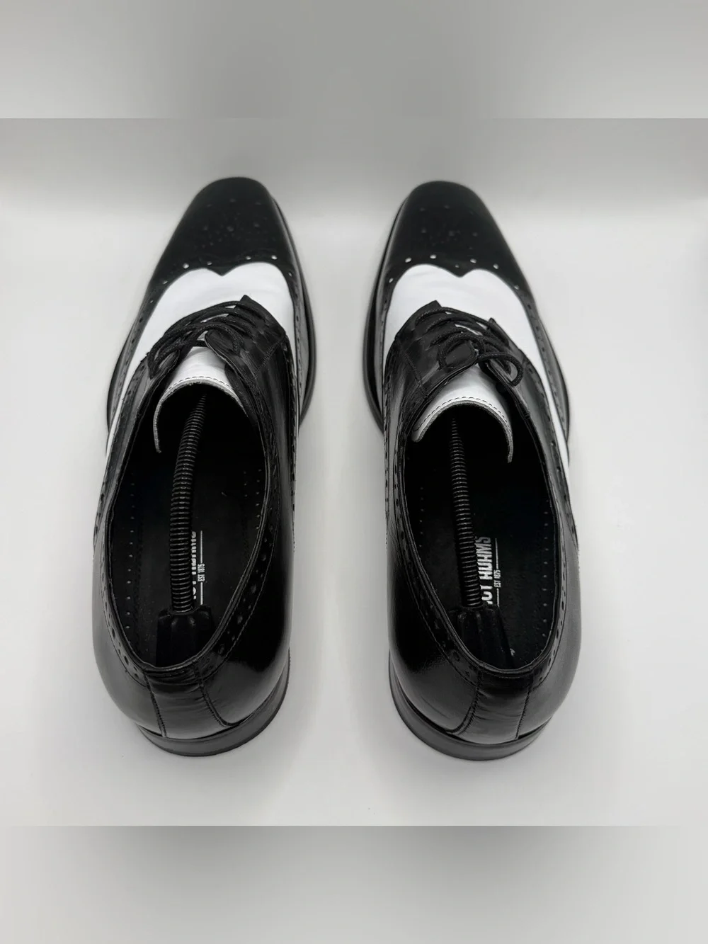 Stacy Adams Black and White Two-Tone Wingtip Oxfords